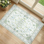 Area Rugs 2'6''x4' Kitchen Rugs Entry Rug Small Rugs for Entryway Kitchen Bathroom Door Mat Indoor Entrance,Washable Non Slip, Green White Blue