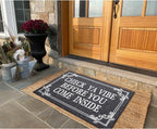 Front Door Door Mat Indoor Outdoor Entrance Doormat Rubber Welcome Door Mat,Check Ya Vibe Before You Come Inside Mats, Anti Slip Easy to Clean Corridor Entry Mat Gray 36" x 24"