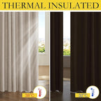 NICETOWN Oatmeal Vintage Open Linen Weave Flax Thermal Curtains, 100% Blackout Curtains 54" Long for Dining Room, Soundproof Window Treatment Drapes for Kitchen, 42" Wide Per Panel, Set of 2
