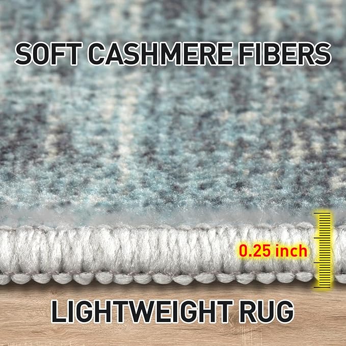 5x7 Area Rugs Washable Rug: Modern Abstract Living Room Rug Soft Anti-Skid Thin Carpet Indoor Floor Non-Shedding Carpets for Bedroom Dining Room Farmhouse Nursery Home Office - Green Multi