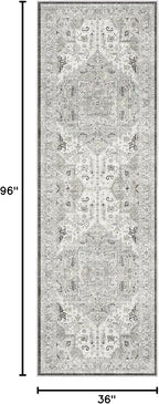 Madane Hallway Runner 3x8, Kitchen Rugs Washable Entryway Rug Vintage Kitchen Runners Non Slip Indoor Area Rug Farmhouse Carpet Runner for Bathroom Living Room Bedroom (3 X 8, Ivory/Brown)