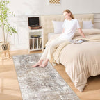UERMEI 3X10 Washable Runner Rug for Hallway: Soft Neutral Modern Abstract Area Rug - Non-Slip Low Pile Long Throw Indoor Carpet for Kitchen Entryway Kitchen Bedroom Laundry Bathroom - Brown/Grey/Red