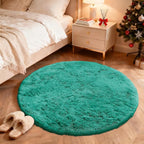 OLANLY Teal Green Round Rugs for Bedroom - Machine Washable, 4 ft Circle Area Rugs for Living Room, Soft and Fluffy Shaggy Carpet for Teen Girl and Boys, Nursery Rooms, Dorms, Home Decor Aesthetic