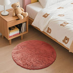 OLANLY Rust Red Round Rugs for Bedroom - Machine Washable, 2 ft Circle Area Rugs for Living Room, Soft and Fluffy Shaggy Carpet for Teen Girl and Boys, Nursery Rooms, Dorms, Home Decor Aesthetic