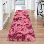 Tie-Dyed Red 2x6 Machine Washable Runner Rugs for Hallway Soft Fluffy Shaggy Bedside Rugs for Bedroom Living Room Indoor Floor Carpet for Kids Girls and Boys Nursery Rooms Home Decor Aesthetic