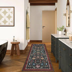 GarveeHome Floral Rug 2.5x10 Runners for Hallways, Boho Kitchen Runner Rugs Non Slip Bath Runners, Vintage Washable Runner Rug for Bedroom, Soft Long Rugs for Entryway Bathroom Laundry Dorm, Red