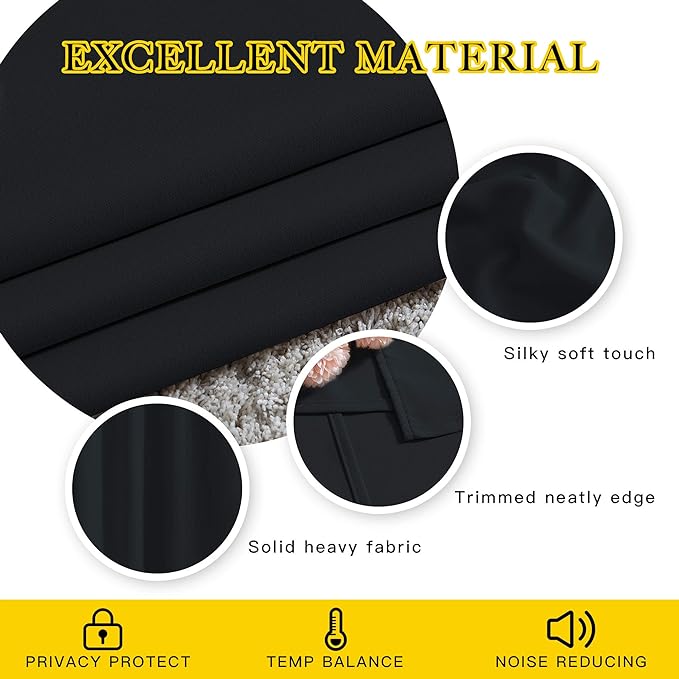 NICETOWN Black Out Curtains 63 inches Long, Grommet Blackout Window Treatment Thermal Insulated Solid Room Darkening Drapes for Bedroom/Kitchen, 2 Panels, W40 x L63
