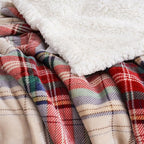 PU MEI Sherpa Fleece Throw Blanket 60" x 80" Reversible Plush Fluffy Large Big Blanket Lattice Flannel Blankets for All Season Use, Chrismas Red