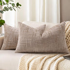 decorUhome Textured Chenille Throw Pillow Covers 20x20 Set of 2 Pink