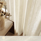 Jolilight Faux Linen Beige Curtains 102 inches Long for Living Room Rustic Farmhouse Linen Drapes Semi Sheer Burlap Textured Canvas Cloth Curtain Panels Set of 2 Kahki Tan Colored