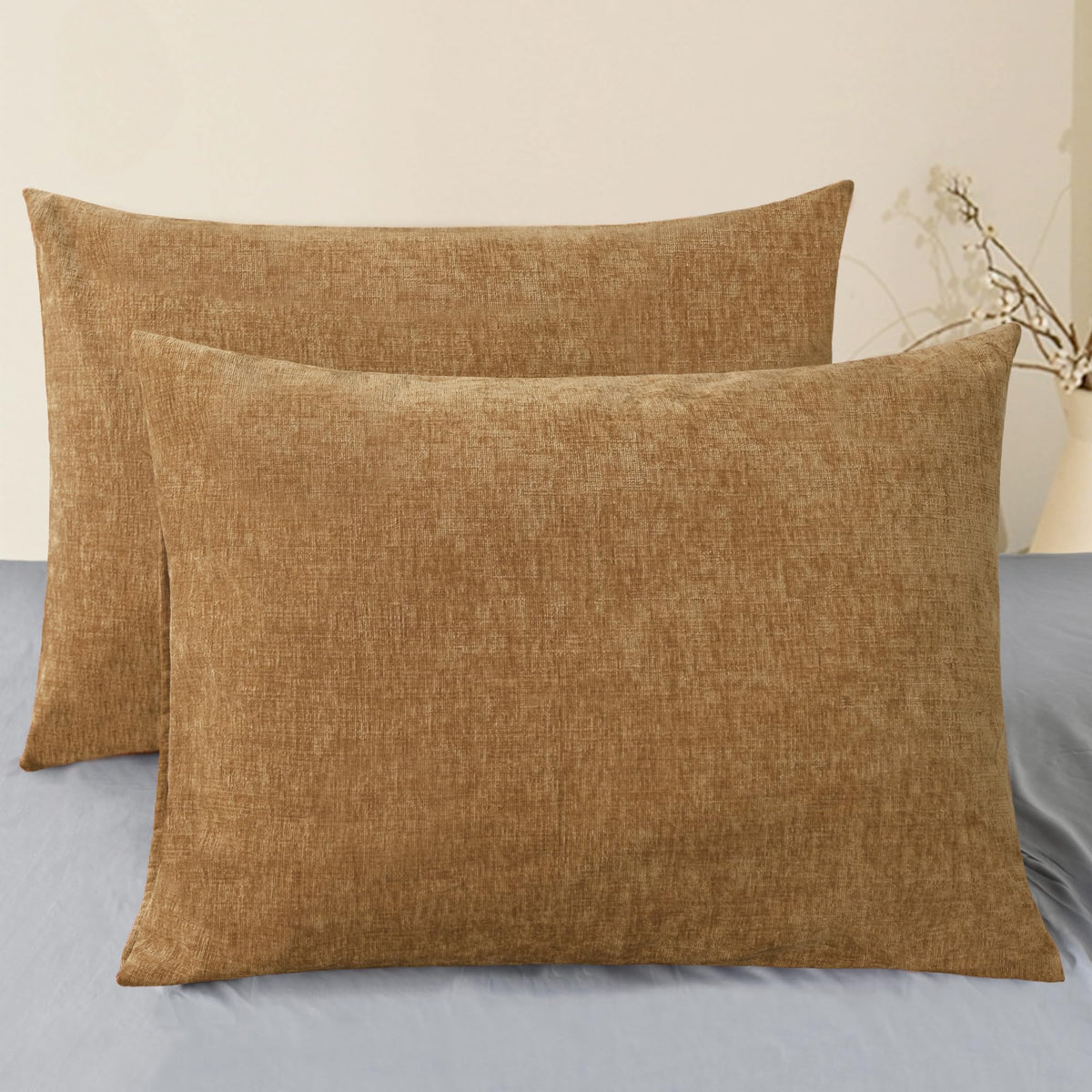 CaliTime Decorative Standard Throw Pillow Covers 26 X 20 Inches True White