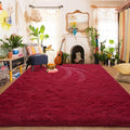 Amearea Shag Fluffy Area Rug for Bedroom Girls Living Room, Wine Red 6x9