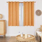 Deconovo Grommet Blackout Curtains for Home Decoration, 54 Inch Long, Set of 2 - Window Curtain Panels, Wave Line and Dots Pattern (52 x 54 Inch, Orange Flame, Set of 2)