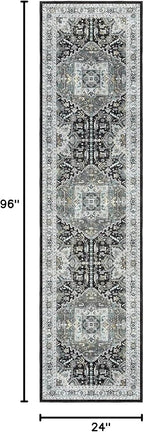 Madane Washable Runner Rug 2x8, Runners for Hallways Non-Slip Kitchen Runner Rugs Ultra-Thin Laundry Room Carpet Runner for Entrance Living Dinning Room Foyer, Grey Green/Black Olive