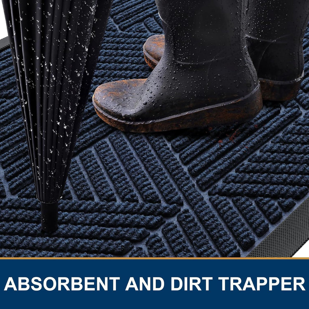 Smiry Front Door Mat Outside Entrance, Low Profile Rubber Doormat, 59x20