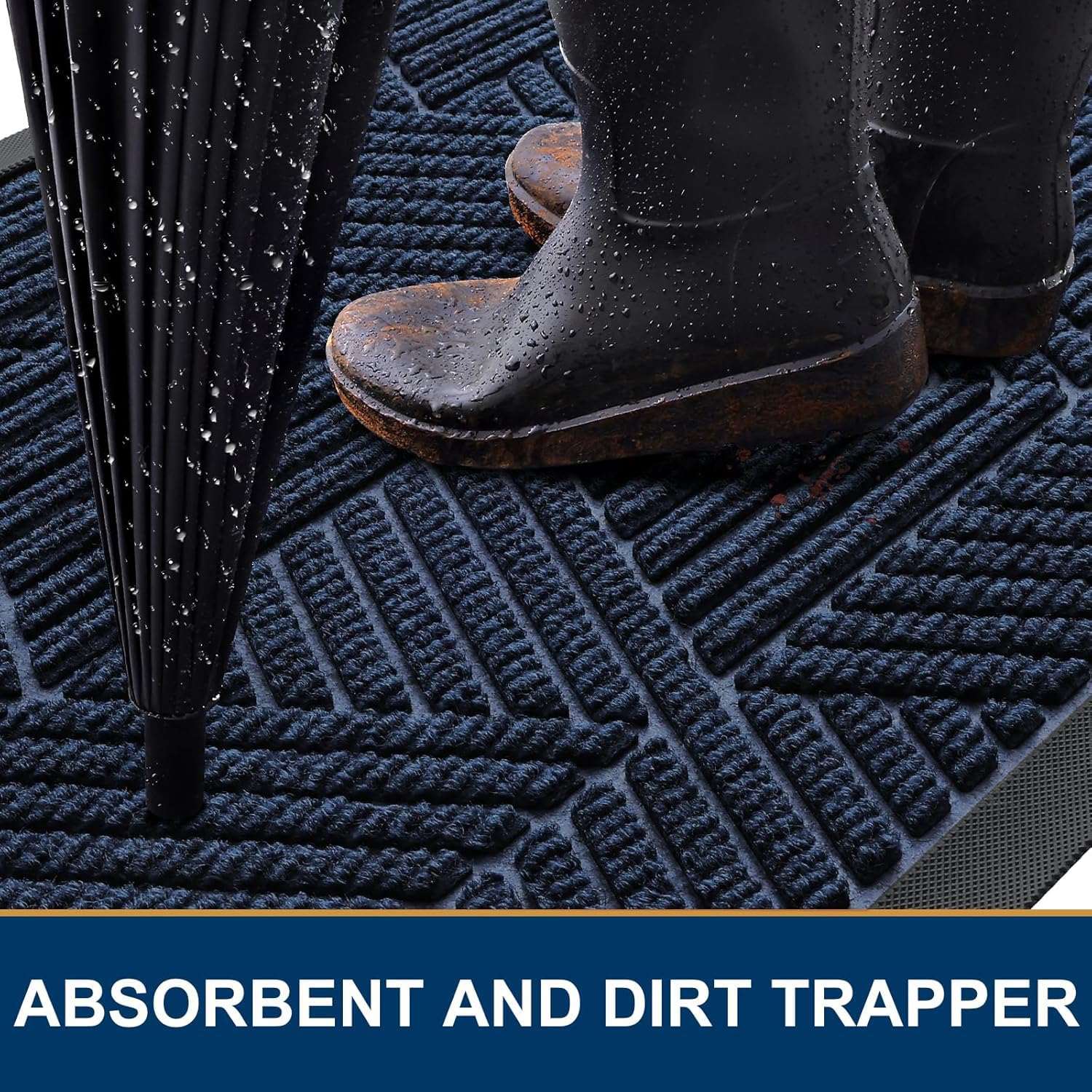 Smiry Front Door Mat Outside Entrance, Low Profile Rubber Doormat, 59x20