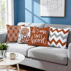 Hexagram Geometric Burnt Orange Pillow Covers 18x18 Set of 4, Decorative Outdoor Boho Modern Throw Pillow Covers, Home Sweet Home Farmhouse Cushion Case for Couch Sofa Bedroom Indoor Decor(No Insert)