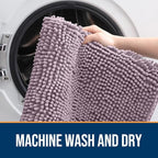 OLANLY Dog Door Mat for Muddy Paws 47x24, Absorbs Moisture and Dirt, Absorbent Non-Slip Washable Doormat, Quick Dry Chenille Mud Mat for Dogs, Entry Indoor Entryway Carpet for Inside Floor, Deep Plum