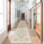 Yamaziot Washable Runner Rug, 2'3" x 14' Non-Slip Boho Vintage Hallway Rug Runner with Rubber Backing, Stain Resistant Low Pile Distressed Carpet Runner for Bedroom, Kitchen, Laundry, Entrance