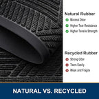 Smiry Half Circle Front Door Mat Outside Entrance, Heavy Duty Sturdy Natural Rubber Doormat, Trap Dirt and Moisture, Low Profile Mats for Indoor Outdoor Entry, Irregular Triangle (35x23, Black)