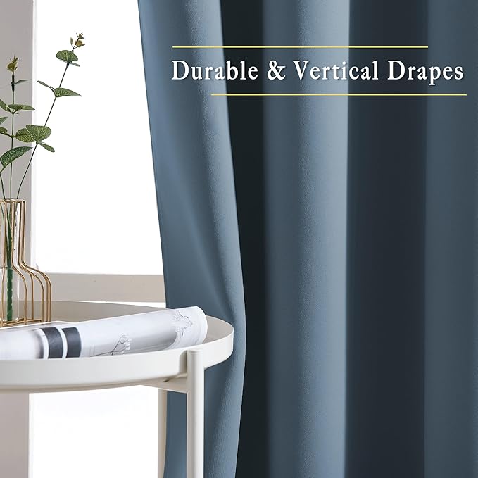 NICETOWN Blackout Window Curtains & Drapes 72" Long - Grommet Top Room Darkening Thermal Insulated Room Darkening for Bedroom/Living Room (2 Panels, 46 x 72 Inch, Smoky Blue)