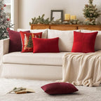 MIULEE Christmas Red Decorative Lumbar Throw Pillow Covers 12x20 Inch for Couch Bed Sofa Pack of 2 Boho Farmhouse Throw Pillows Soft Cross Corduroy Patchwork Textured Cushion Cases
