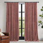 RYB HOME Dusty Pink Velvet Curtains 108 inch, Darkening Window Curtains for Living Room Energy Efficient Backdrop Festival Decor for Girls Bedroom Dining Room, Wild Rose, W52 x L108 inch, 2 Panel