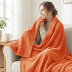 Exclusivo Mezcla Fleece Throw Blanket Extra Large, Super Soft and Warm Blankets for Couch, Sofa and Bed Waffle Textured, Cozy, Fuzzy and Lightweight (Burnt Orange, 50x70 Inches)