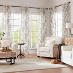 jinchan Vintage Floral Linen Curtains 84 Long for Living Room 2 Panels