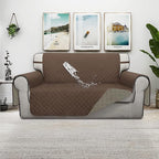 ISSUNTEX Double Protection 100% Waterproof Loveseat Sofa Covers for Living Room, Couch Covers for 2 Cushion Couch Sofa, Reversible Furniture Protector Sofa Cover for Dogs (Loveseat, Brown/Beige)