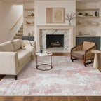 BEIMO Area Rugs 9x12 for Living Room, Pink Grey Washable Abstract Non Slip