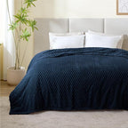 BEDELITE Fleece Blanket - 3D Jacquard Decorative Navy King Size Blankets for Bed, Soft and Cozy Warm Plush Fluffy Blanket All Seasons Suitable, 108x90Inches