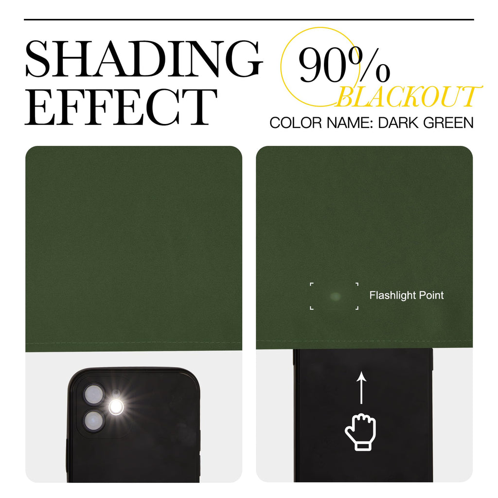 NICETOWN Dark Green Blackout Cafe Satin Curtains for Small Windows, 42" Wide by 63" Long, 2 Panels, Grommet Noise Reducing Faux Silk Blackout Drapes for Dining Room