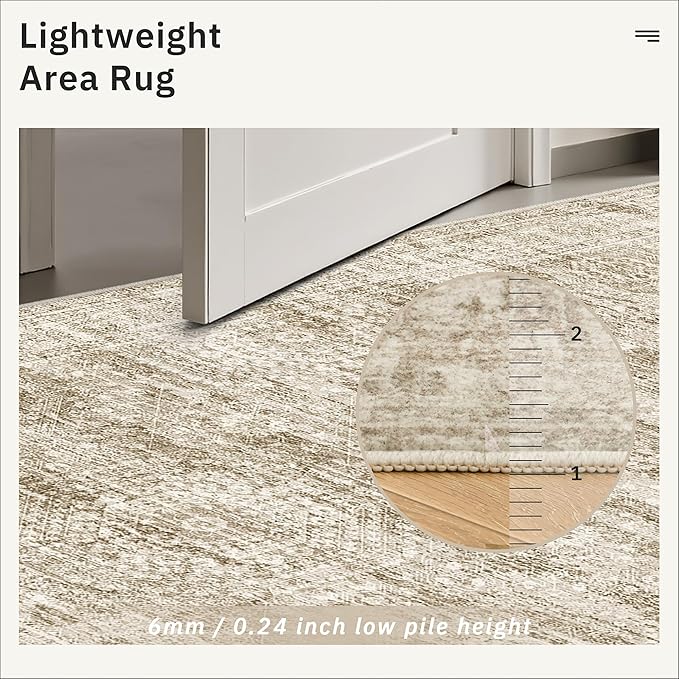 Soalmost Hallway Runner Rug 2'6" x 12' Washable Long Kitchen Rugs Brown