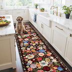 Babovid Black Brown Floral Hallway Runner Rug 2'6''x14' for Kitchen