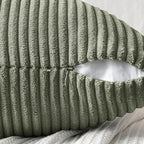 MIULEE Light Olive Green Decorative Throw Pillow Covers 18x18 Inch for Couch Bed Sofa Pack of 2 Boho Farmhouse Throw Pillows Soft Cross Corduroy Patchwork Textured Cushion Cases
