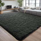 Chicrug Soft Area Rugs for Bedroom Living Room Plush Fluffy Rug 5x8 Feet, Shag Furry Area Rug Carpet Non Shedding for Nursery Children Kids Girls Room Home Decorative, Dark Grey