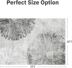 5x7 Area Rugs for Living Room-Machine Washable Rug Ultra Soft Non Slip Area Rug Modern Abstract Dahlia Indoor Carpet Rugs for Bedroom Dining Room Playroom Nursery Bedside Office, Grey