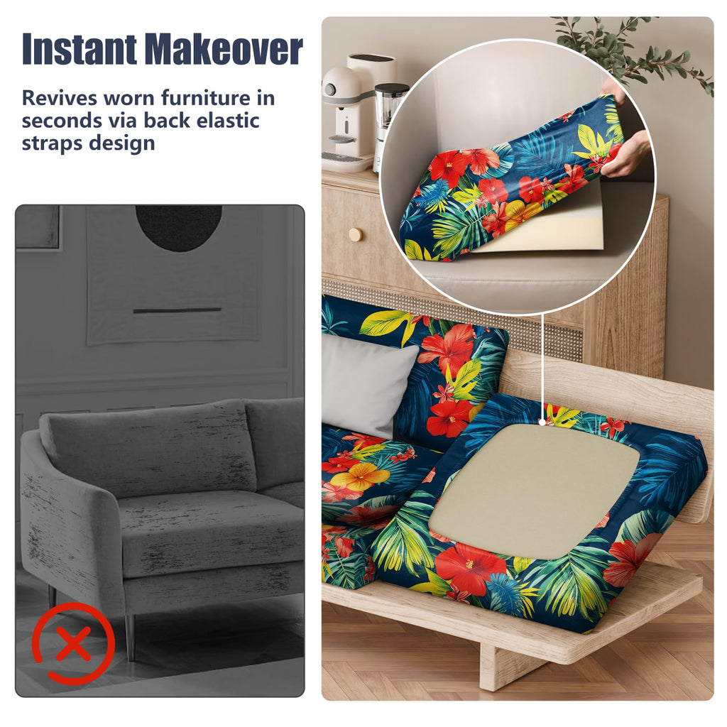 8Pcs Outdoor Cushion Covers, Stretch Patio Furniture Couch Chair Slipcovers