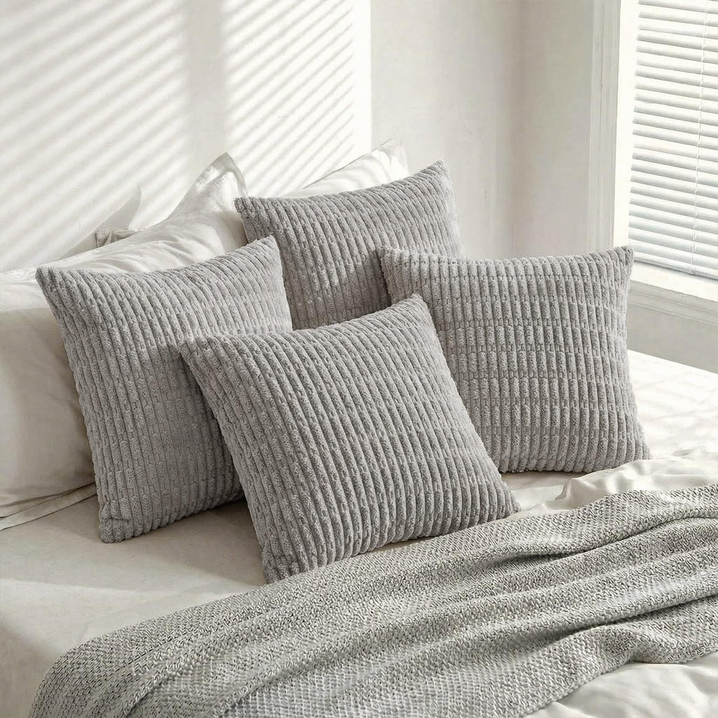 Fancy Homi 4 Packs Decorative Throw Pillow Covers for Living Room Couch Bed, Modern Farmhouse Boho Home Décor Accent Cushion Case, 24" x 24", Gray