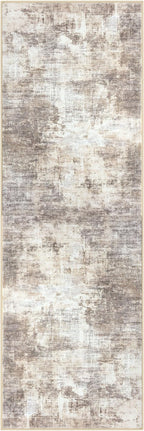 IOHOUZE Abstract Runner Rug 2x6 Ft Washable Runners for Hallways, Non Slip Kitchen Runner Printed Faux Wool Entryway Runner Indoor, Modern Abstract Floor Carpet for Hall Kitchen Bedroom, Beige Brown