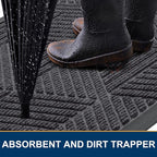 Smiry Front Door Mat Outside Entrance, Heavy Duty Sturdy Natural Rubber Doormat, Trap Dirt and Moisture, Easy Clean Low Profile Mats for Indoor Outdoor Entry, Irregular Triangle (59x24, Medium Grey)