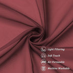Chyhomenyc Short Sheer Curtains 45 Inches Length 2 Pieces, Light Filtering Soft Voile Curtains Drapes for Half Window/Bedroom/Bathroom/Living Room, Burgundy