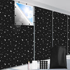FADOTY 100% Blackout Window Cover Film, Portable Black Out Curtains for Bedroom, Cuttable Blackout Shades Fabric Sheet, No Drill Window Blinds, Sun Heat Light Blocker for Travel Media Dorm, 57'' W
