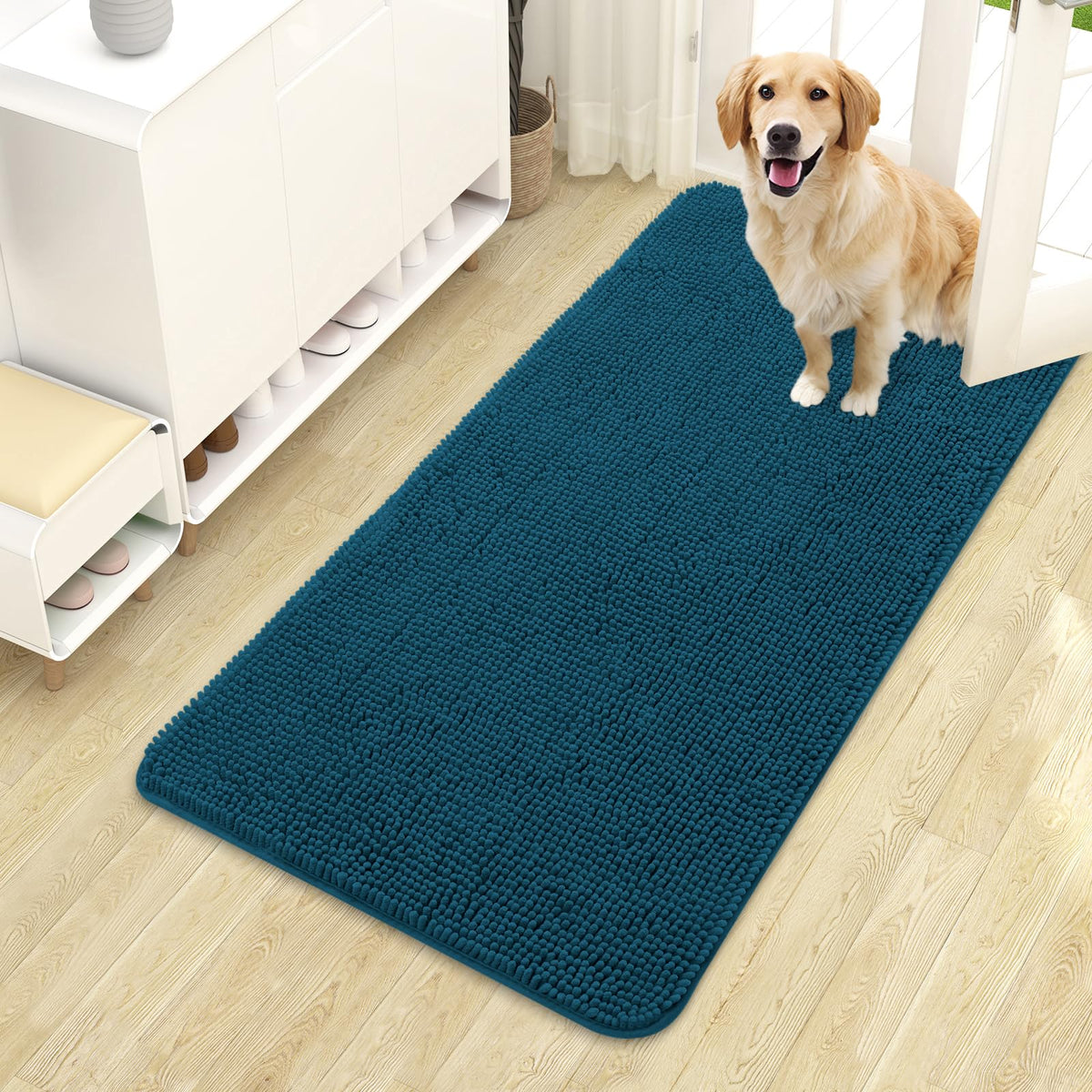 OLANLY Dog Door Mat for Muddy Paws 44x24, Super Absorbent Chenille Mud Mat