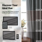 Linen Textured Total Blackout Curtains 90 Inches Long, Dark Gray