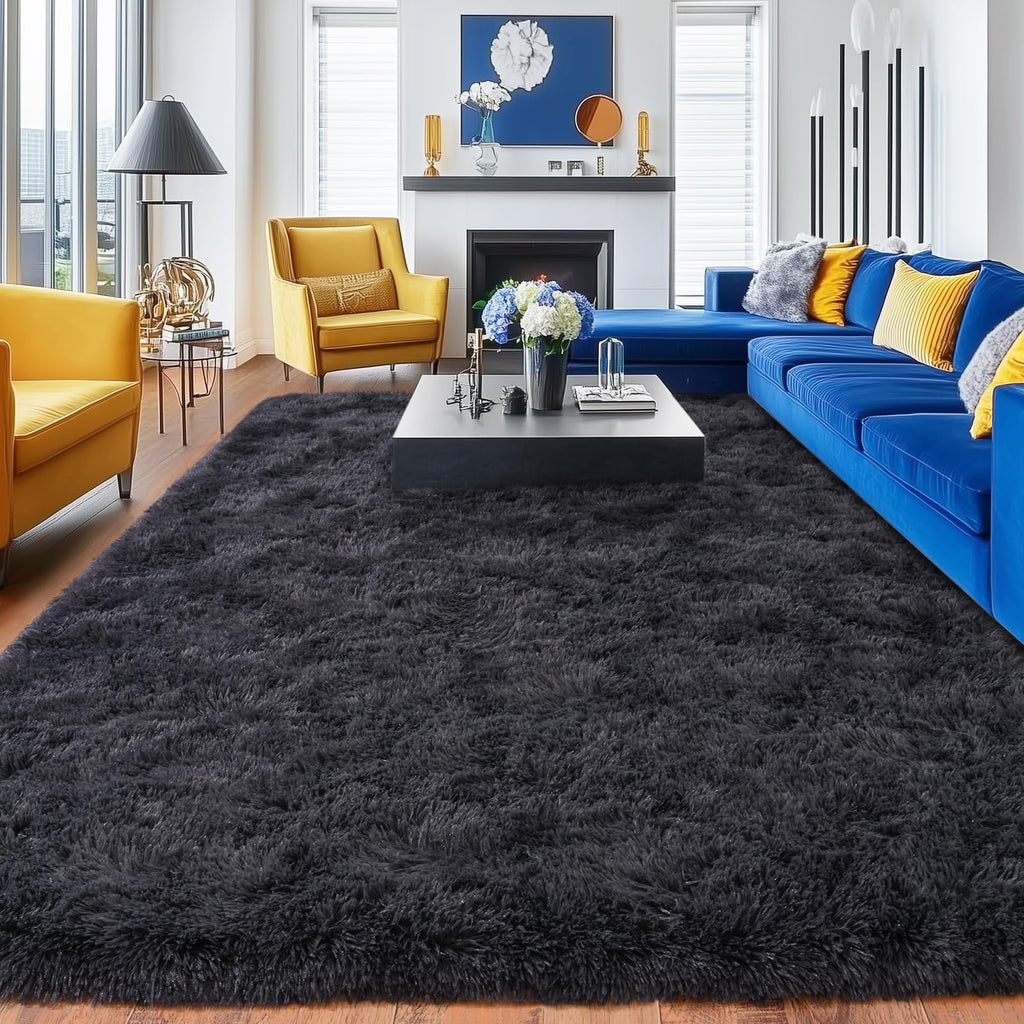 Quntue Rugs for Living Room 8x10, Soft Shaggy Modern Shag Area Rug for Bedroom, Upgrade Non-Slip Plush Fluffy Carpet for Kids Boys Girls Room Home Decor Aesthetic, Light Grey