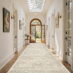 Soalmost 4x12 Wide Hallway Runners: Washable 12ft Runner Rug for Entryway Living Room Soft Vintage Non Slip Carpet Runner for Kitchen Dining Room Nursery Bedroom (Beige, 4x12ft)