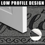Yimobra Welcome Mats for Front Door 29.5x17, Heavy Duty Waterproof Outdoor Door Mat Outside Entrance, Non-Slip Low Profile Indoor Entryway Mat for Garage Patio, Black Gray