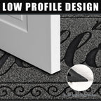 Yimobra Welcome Mats for Front Door 36x24, Heavy Duty Waterproof Outdoor Door Mat Outside Entrance, Non-Slip Low Profile Indoor Entryway Mat for Garage Patio, Black Gray